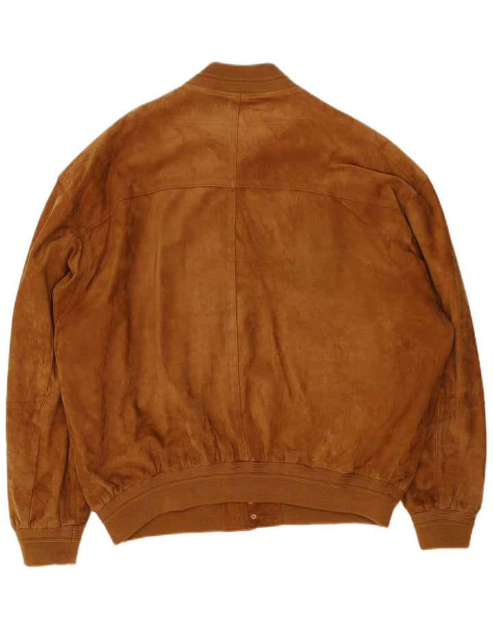 Giubbotto bomber in pelle scamosciata da uomo James Dillon UK 44 2XL Pelle marrone