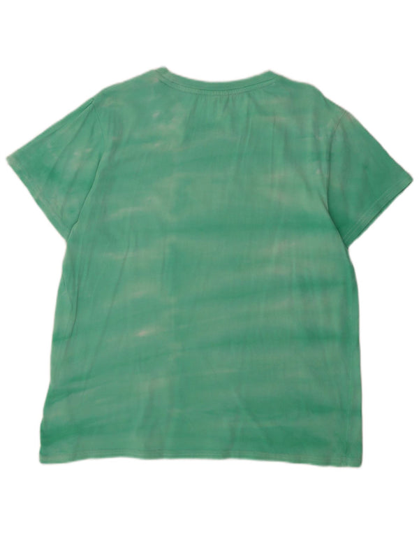 Fila T-shirt grafica da donna Top UK 14 Large Verde Tie Dye Cotton