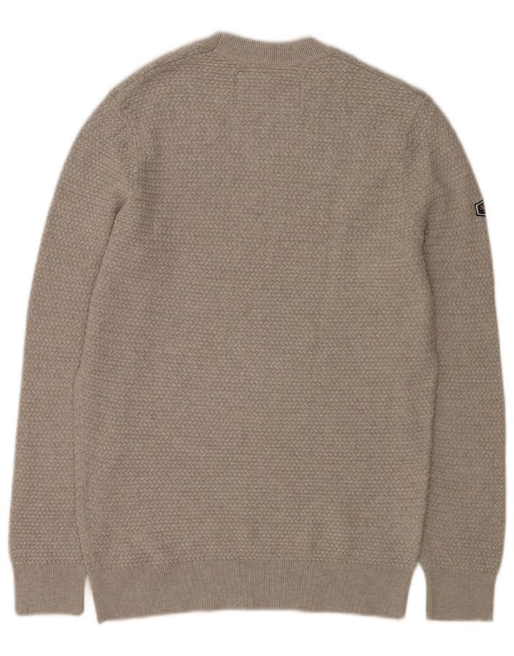 Maglione maglione girocollo da uomo Superdry in cotone grigio medio
