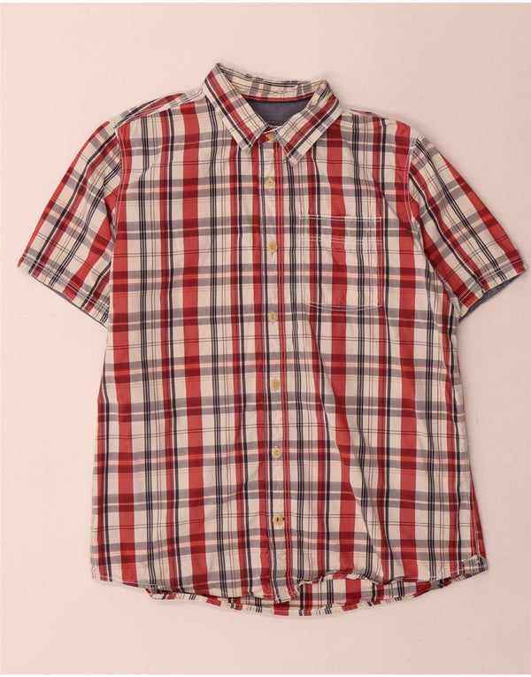 Fat Face Mens Short Sleeve Shirt Large Red Check Cotton