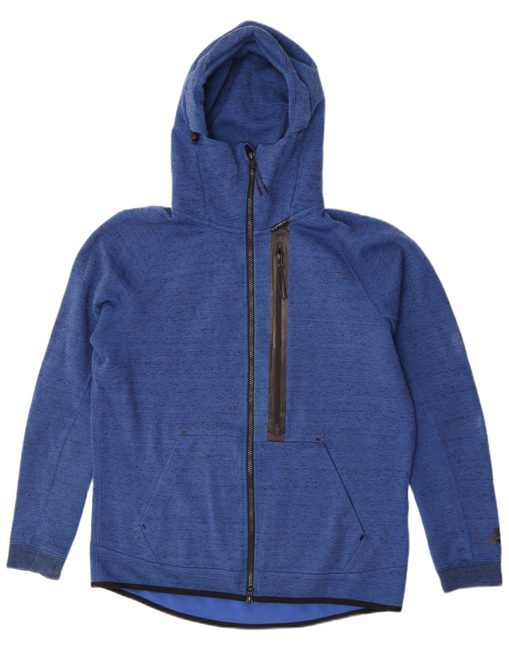 Felpa con cappuccio e zip Nike da uomo in cotone screziato blu medio