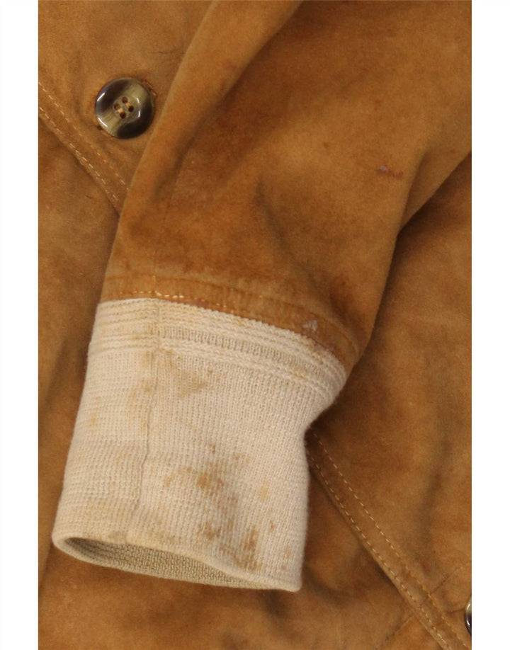 Giubbotto bomber vintage in pelle scamosciata da uomo IT 52 XL in pelle beige