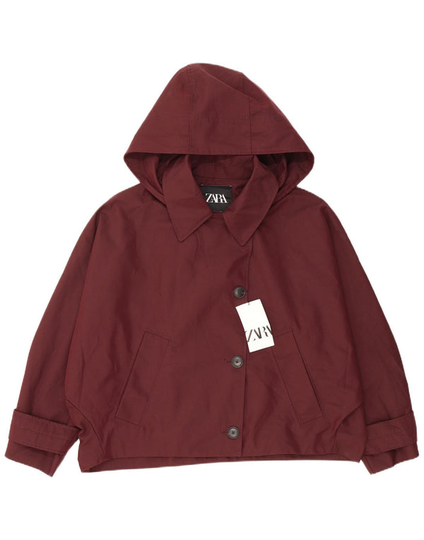 Giubbotto bomber oversize con cappuccio da donna Zara UK 14 cotone bordeaux medio