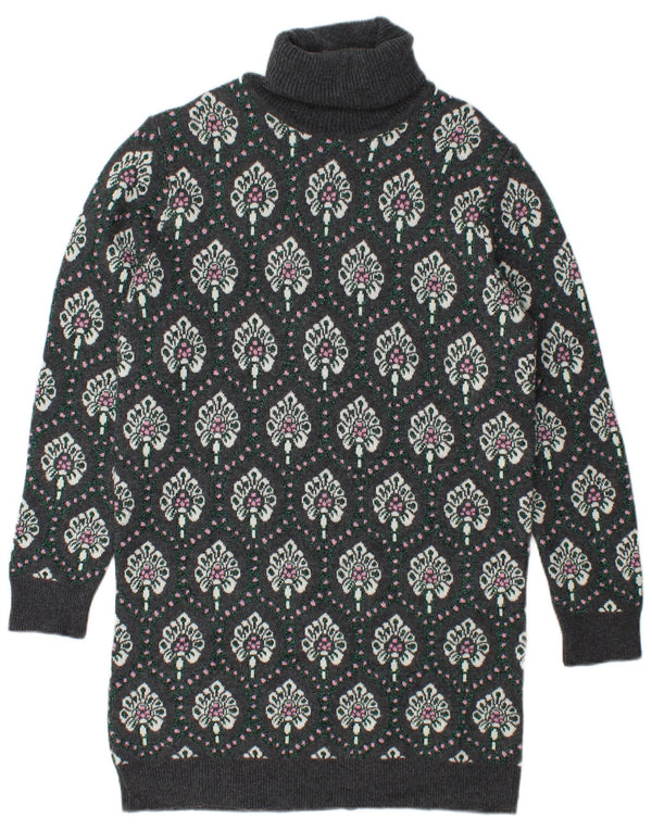 Blumarine Abito maglione oversize da donna UK 8 Piccolo grigio floreale in lana