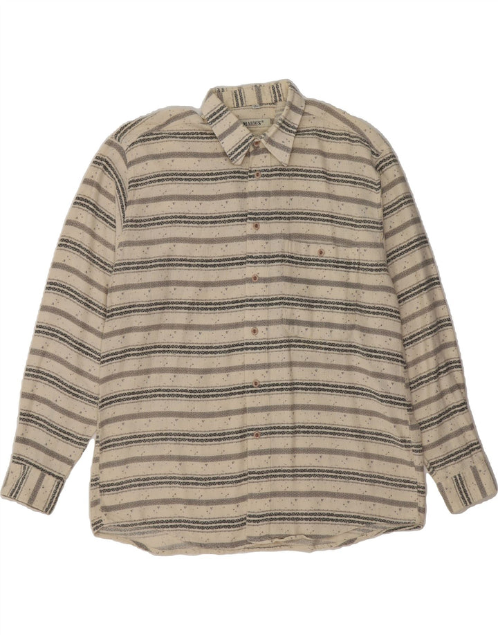 VINTAGE Mens Shirt Size 41/42 Large Beige Striped Vintage Vintage and Second-Hand Vintage from Messina Hembry 