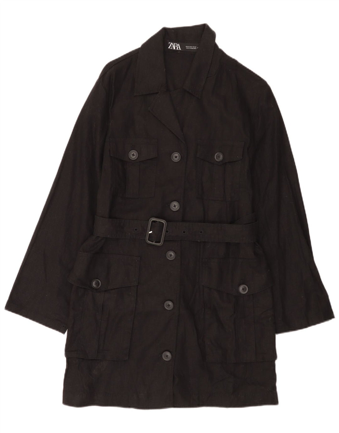 Cappotto pratico da donna Zara UK 14 lino medio nero