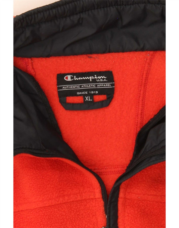Maglione in pile da uomo con zip e collo Champion XL arancione poliestere