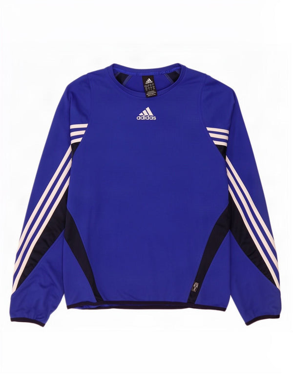 Adidas Uomo Climawarm Top manica lunga UK 40/42 Medium Navy Blue Colourblock