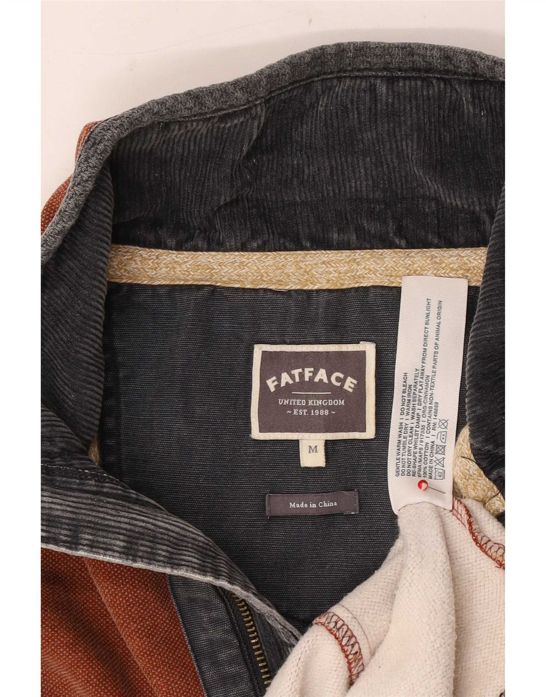 Felpa da uomo con collo con zip Fat Face, maglione, cotone marrone medio