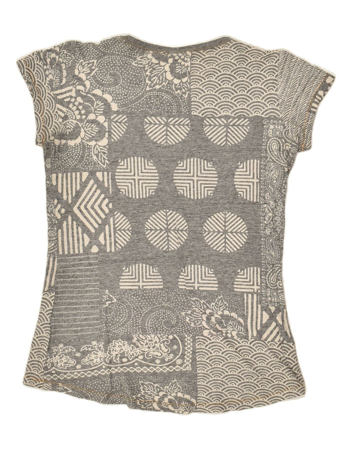 CHAMPION Womens T-Shirt Top UK 14 Large Grey Patchwork | Vintage Champion | Thrift | Second-Hand Champion | Used Clothing | Messina Hembry 