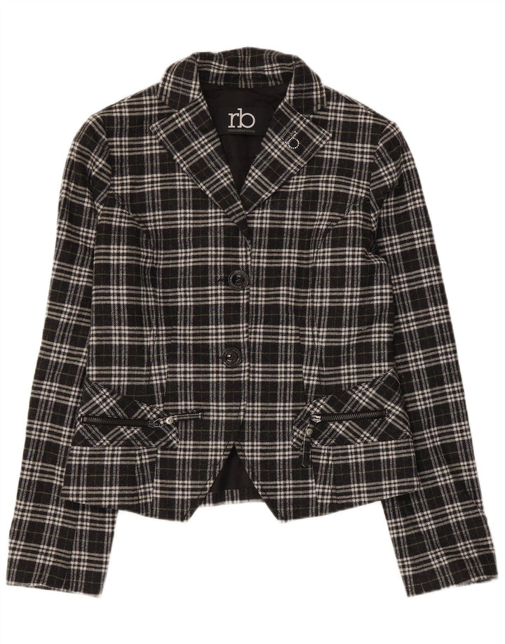 Giacca Blazer a 2 Bottoni da Donna Roccobarocco IT 44 Cotone Medio a Quadri Nero