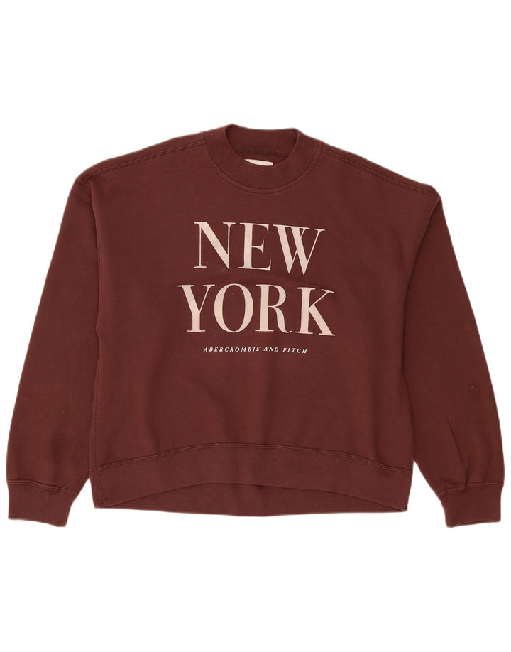 Felpa grafica da donna Abercrombie & Fitch UK 14 Marrone medio