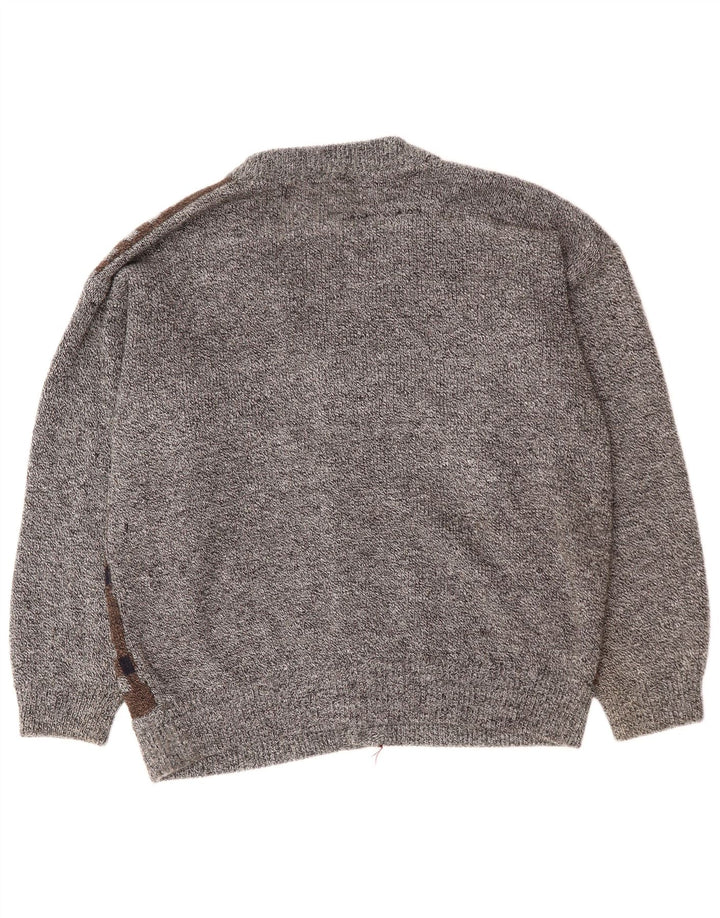 Maglione cardigan da uomo VINTAGE 2XL Grigio Argyle/Acrilico diamante