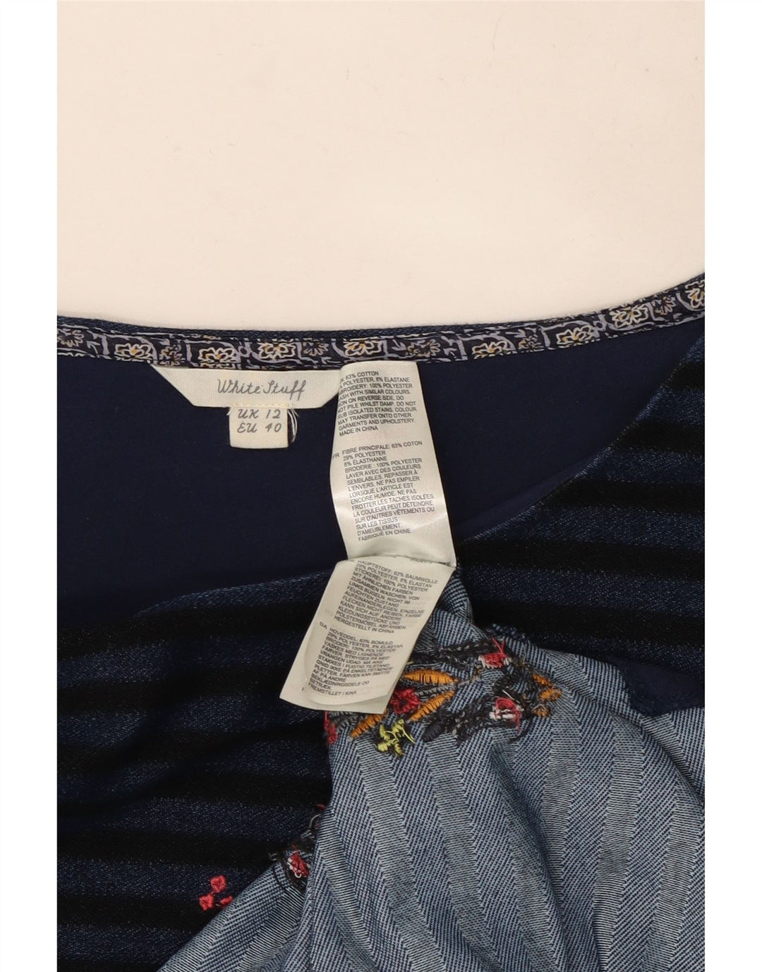 Abito a trapezio da donna con maniche a 3/4 di White Stuff UK 12 Medio a righe blu navy