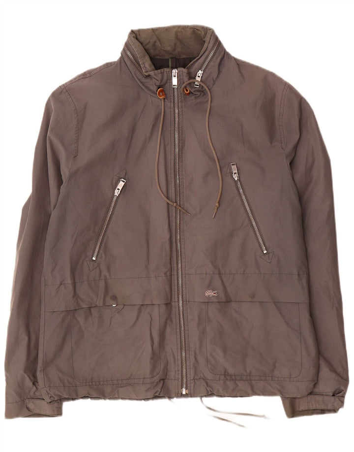 Giubbotto bomber con cappuccio da uomo Lacoste IT 52 XL in cotone grigio