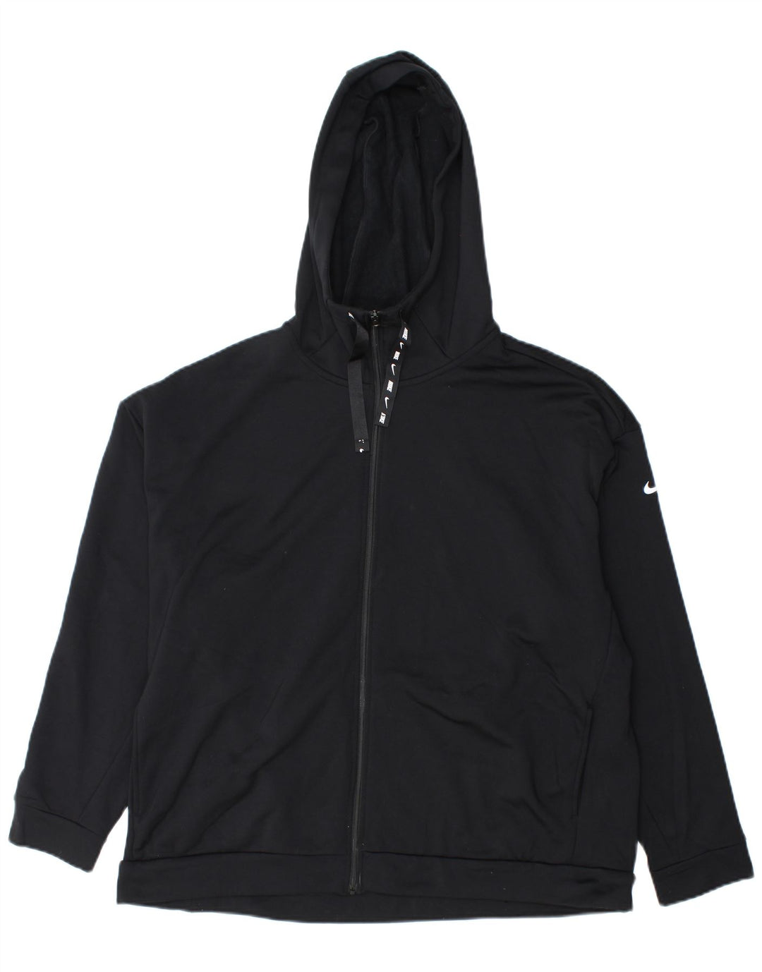 Felpa con cappuccio e zip oversize da donna Nike UK 16 grande poliestere nero