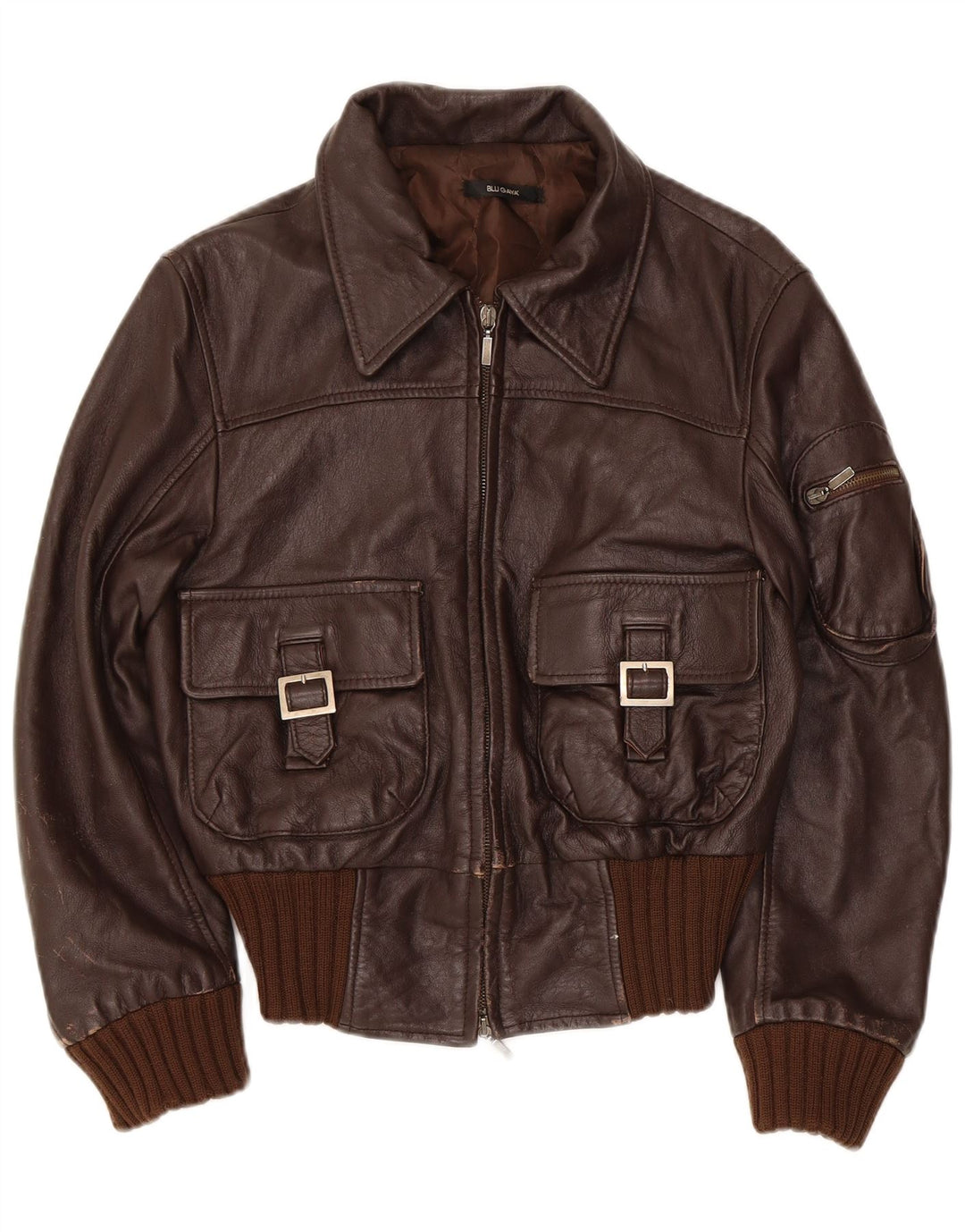 Giacca in pelle vintage da donna IT 44 Marrone medio
