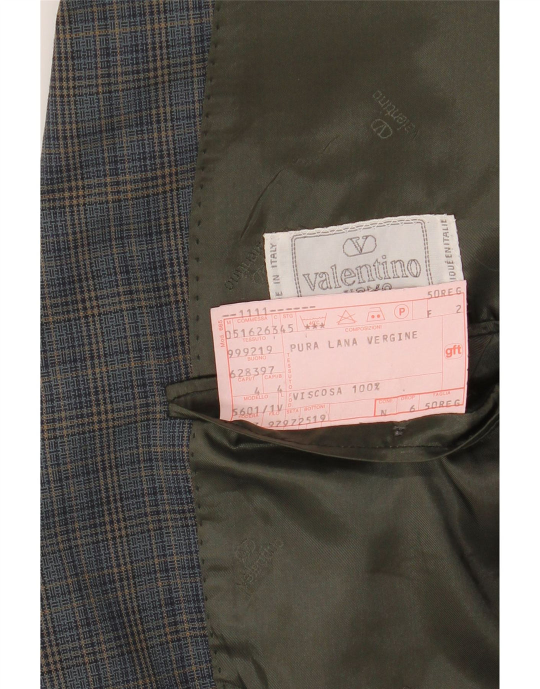 VALENTINO Giacca Blazer 2 Bottoni Uomo IT 50 Large Blue Check Viscosa