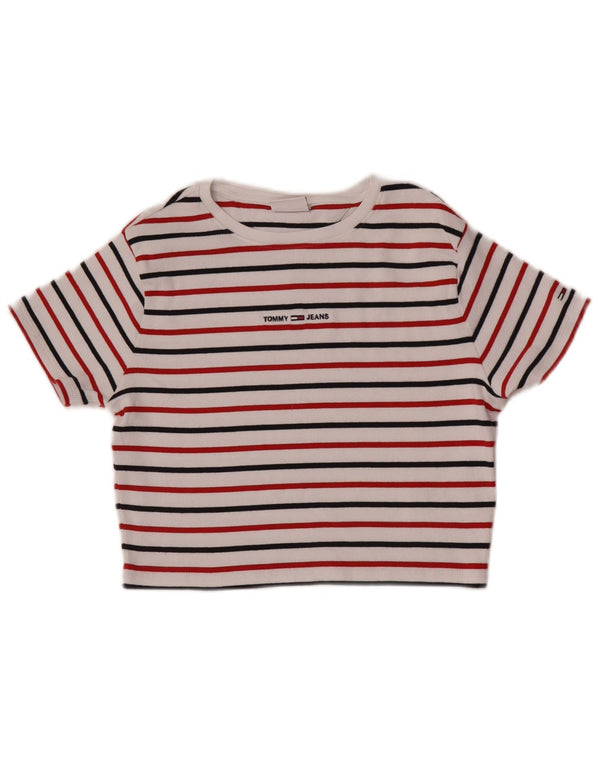 T-shirt corta da donna Tommy Hilfiger Top UK 12 medio a righe multicolore