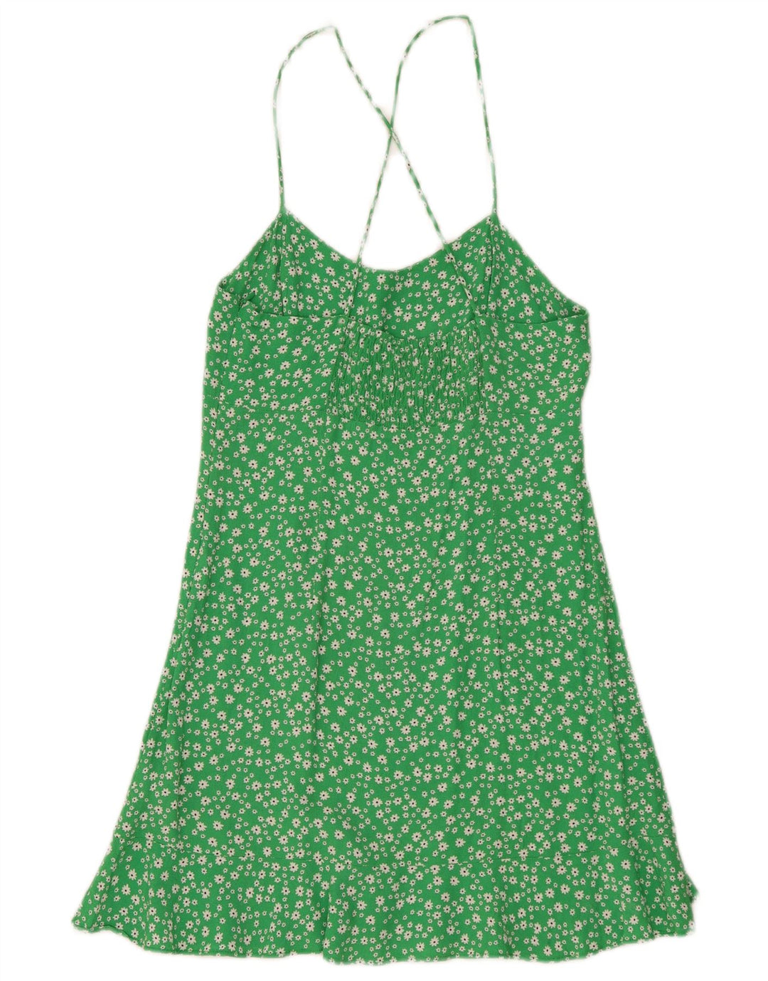 Vestito estivo da donna Zara UK 12 Viscosa floreale verde medio