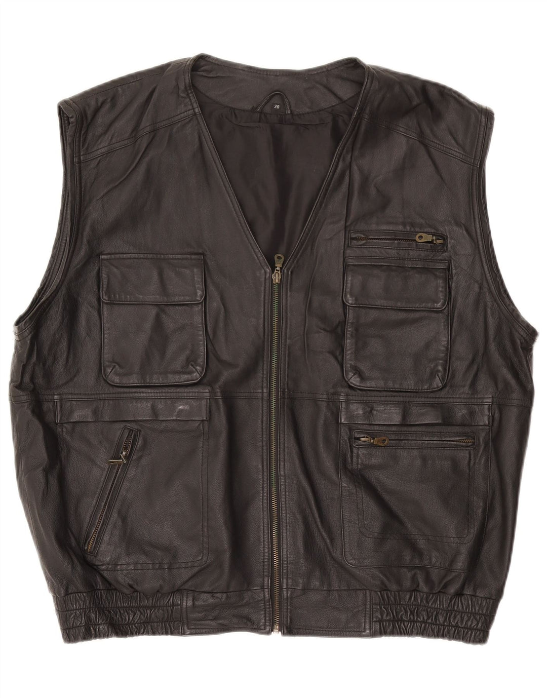Gilet in pelle da uomo VINTAGE UK 42 XL in pelle nera