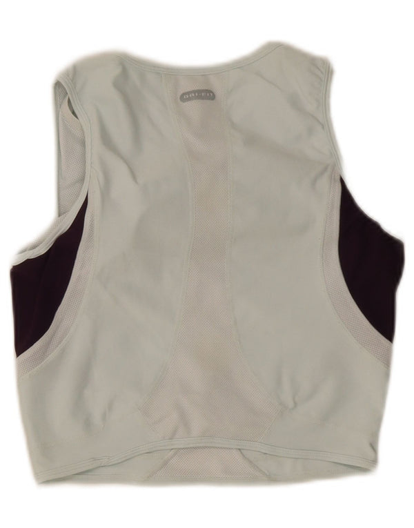 Canotta corta da donna Nike UK 14/16 Large Blu Colourblock Poliestere