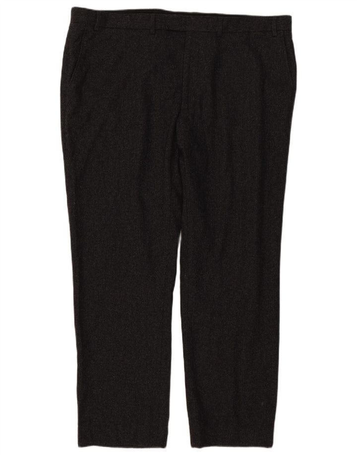 Pantaloni da abito dritti da uomo Marks & Spencer W42 L31 lana grigia