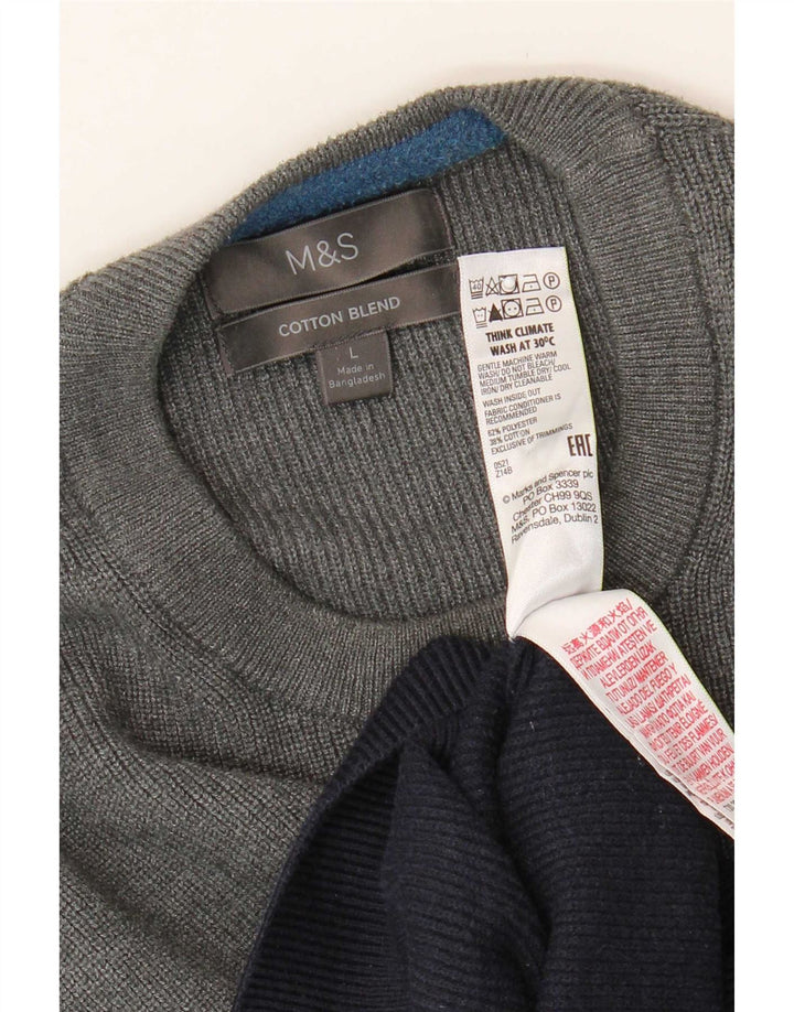 Maglione da uomo Marks & Spencer girocollo taglia grande a righe multicolore