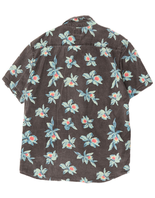 Camicia Quiksilver da uomo a maniche corte, vestibilità regolare, grande, in cotone floreale grigio