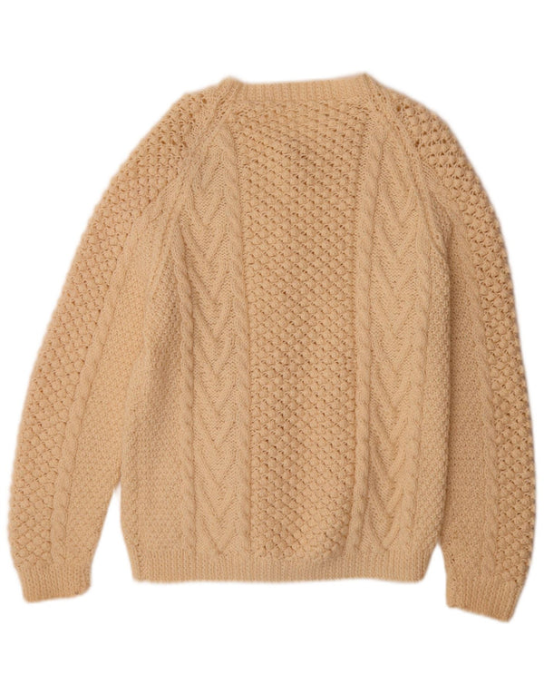 Maglione cardigan da donna vintage UK 16 grande beige