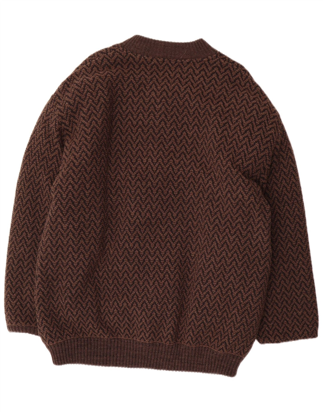Maglione cardigan da uomo James Dillon XL marrone Chevron acrilico