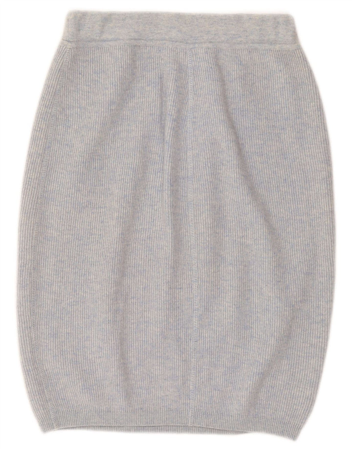 Gonna a palloncino vintage da donna in maglia grande W32 in lana blu