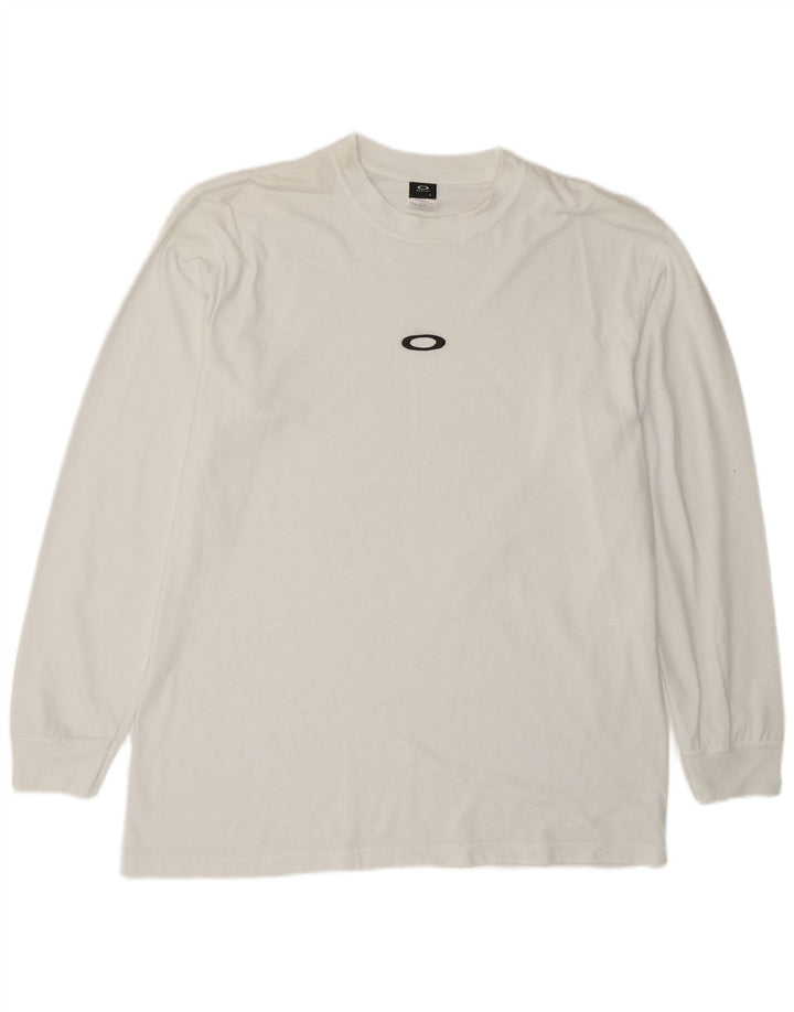 Top Oakley da uomo a manica lunga grande in poliestere bianco