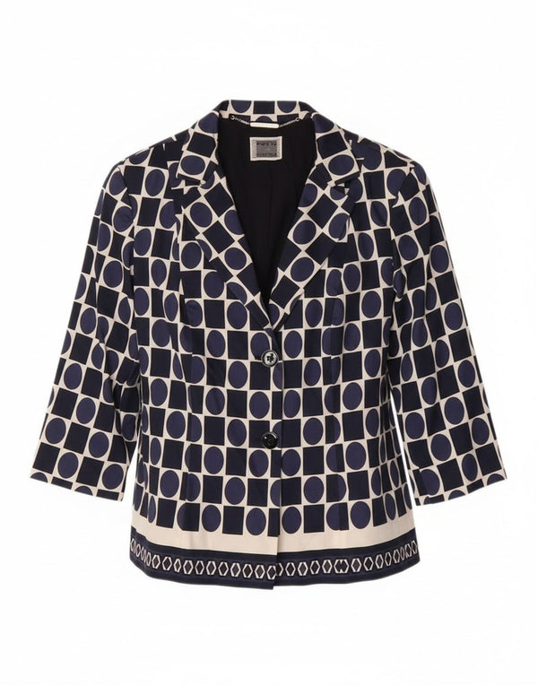 Giacca blazer da donna Perte by Krizia UK 16 Large Blu Navy geometrico