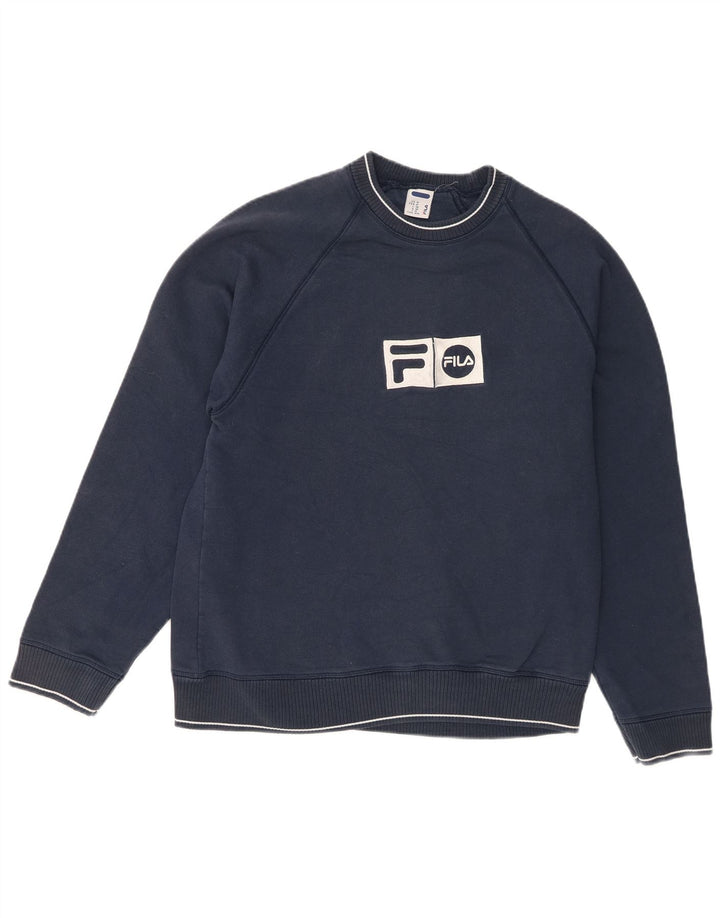 Felpa grafica da uomo Fila, maglione medio, cotone blu navy