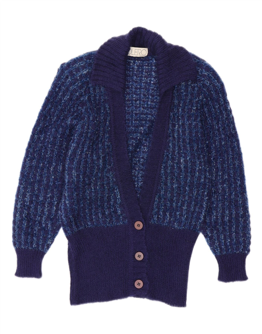 Maglione cardigan da donna VINTAGE IT 44 medio blu navy a righe