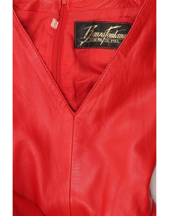 Abito tubino in pelle vintage da donna IT 48 XL Rosso