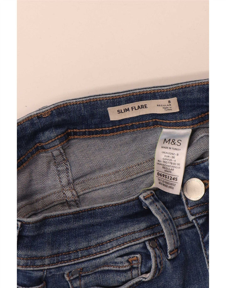 Jeans svasati slim da donna Marks & Spencer UK 8 piccoli W26 L34 cotone blu