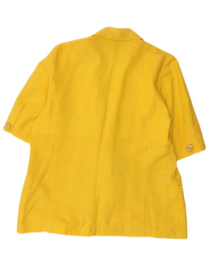 Giacca blazer vintage da donna a maniche corte a 1 bottone UK 14 giallo medio
