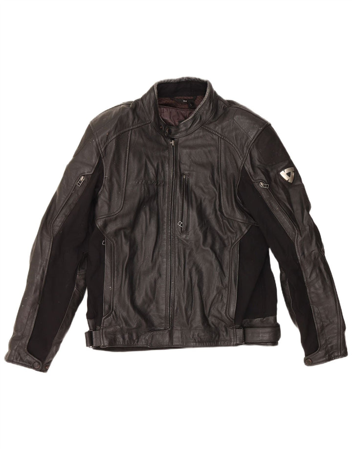 Giacca in pelle Revit Graphic Moto Racer da uomo taglia 54 grande in pelle nera