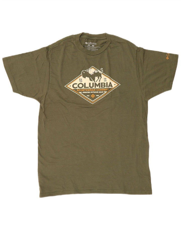 T-shirt grafica da uomo Columbia Top in cotone verde medio