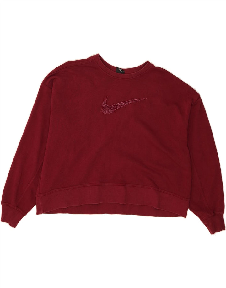 NIKE Womens Oversized Sweatshirt Jumper UK 16 Large Burgundy Cotton Vintage Nike and Second-Hand Nike from Messina Hembry 