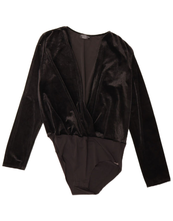 Body in velluto da donna Zara UK 14 medio nero in poliammide