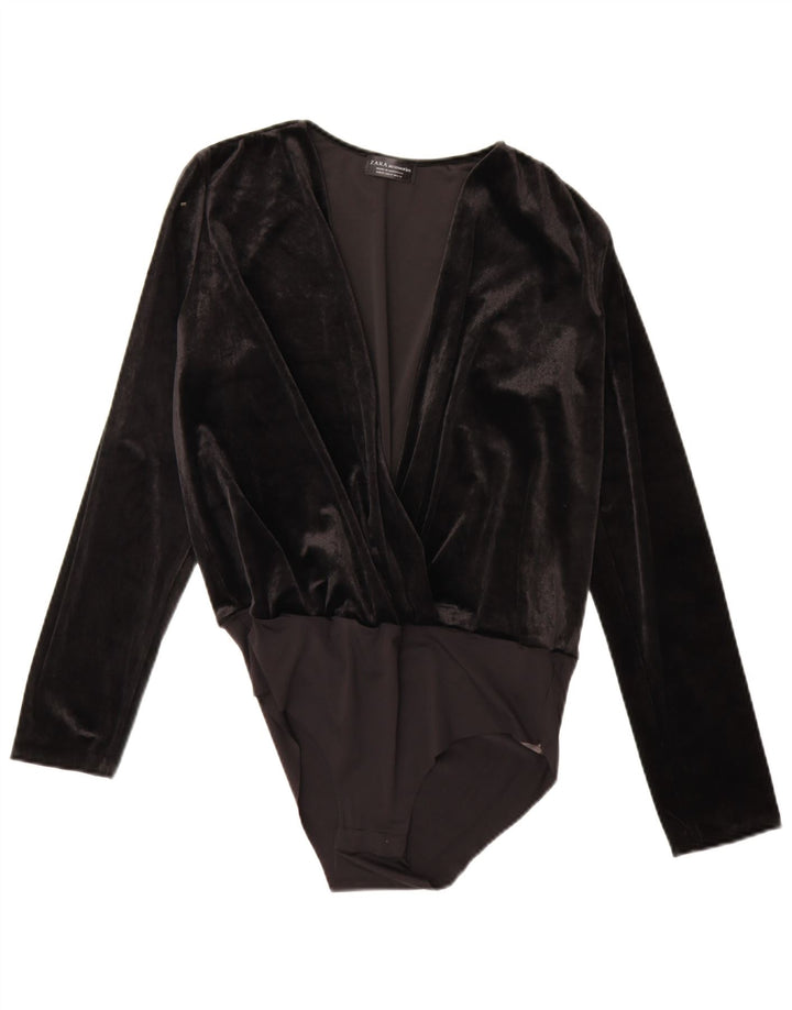 Body in velluto da donna Zara UK 14 medio nero in poliammide