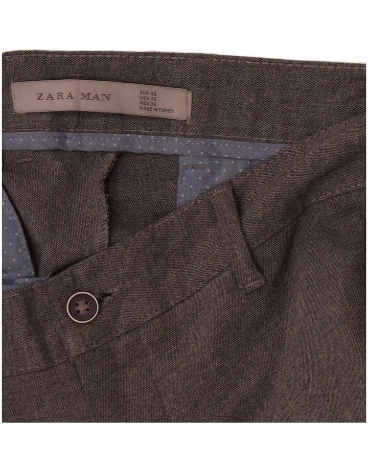 Pantaloni chino slim da uomo Zara EU 42 Large W32 L28 Grigio