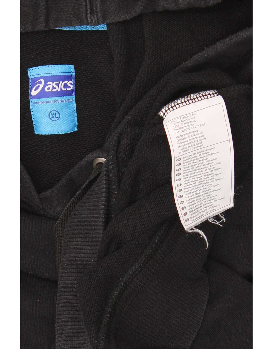 Felpa con cappuccio da uomo Asics XL in cotone nero