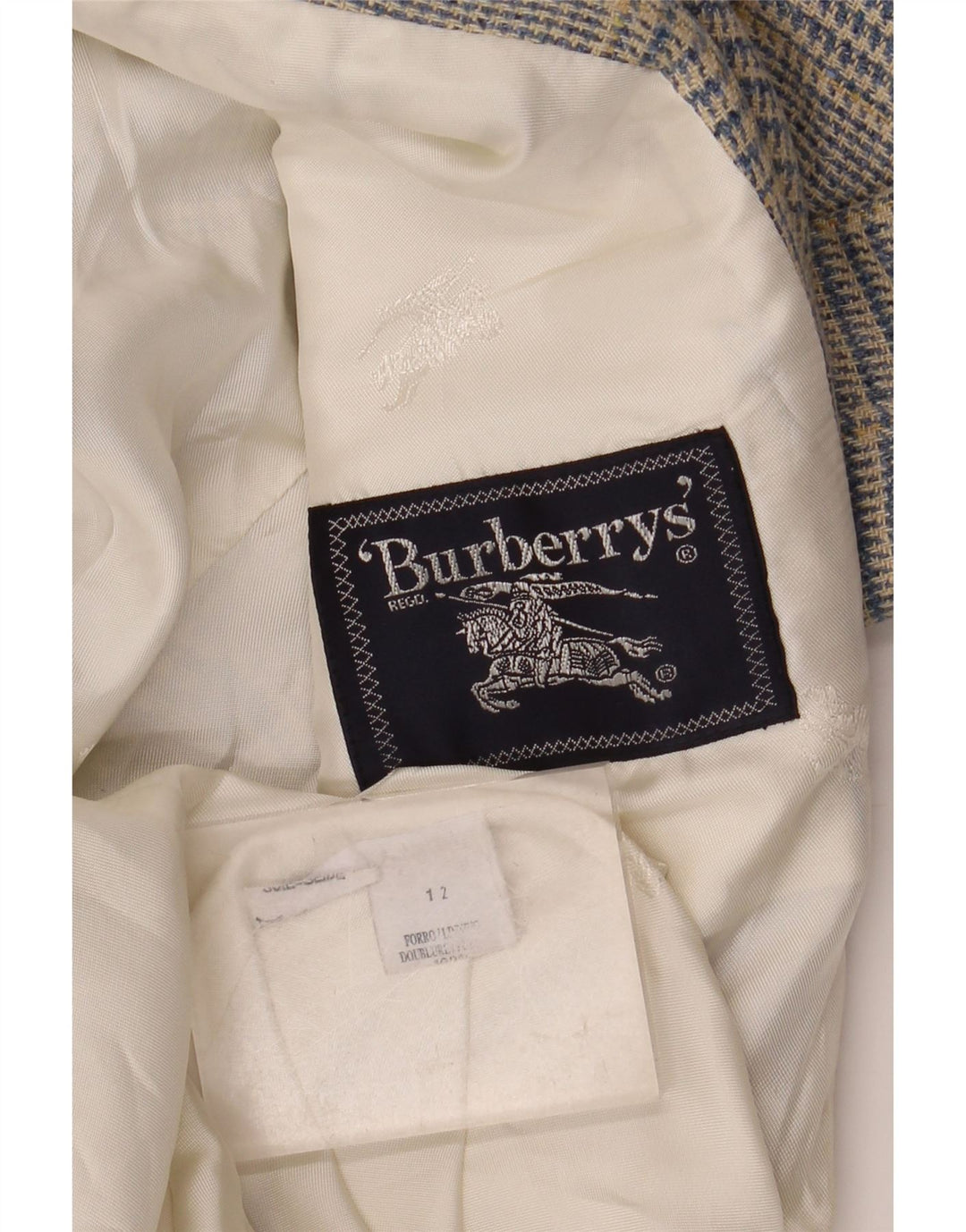 Giacca blazer da donna a 3 bottoni Burberrys UK 12 pied de poule blu medio