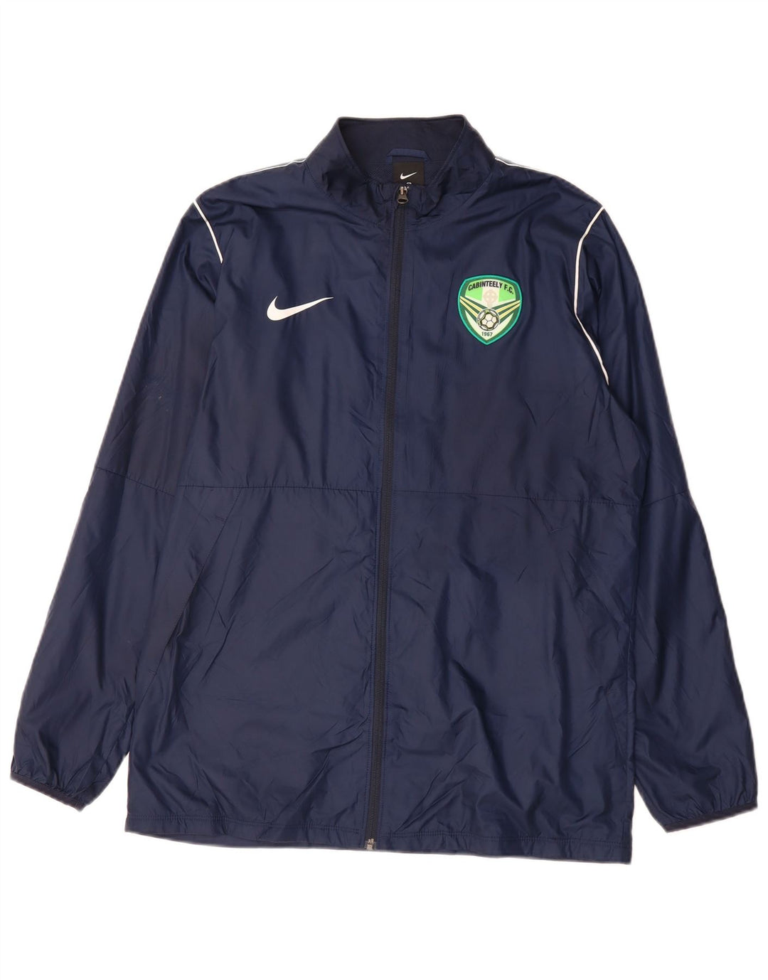 Giacca antipioggia grafica da uomo NIKE UK 40 Large in poliestere blu navy