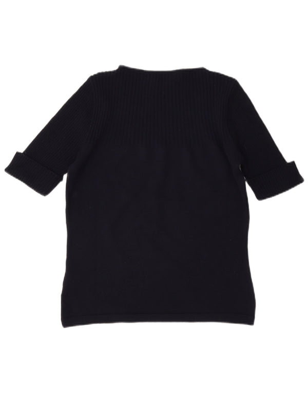 Maglione da donna Marella a maniche corte con scollo a barca UK 10 Small Blu Navy