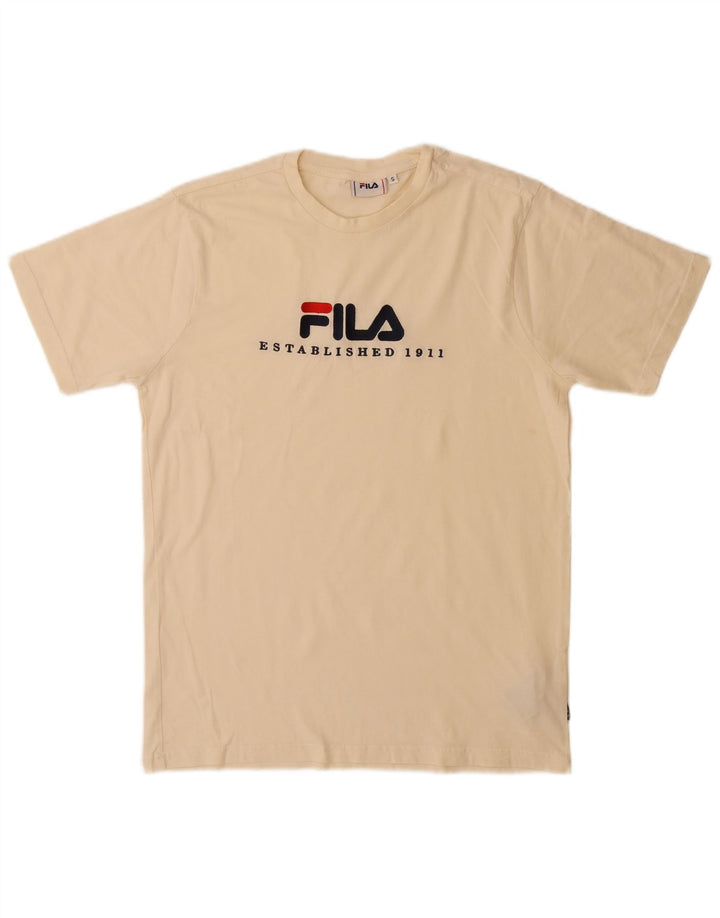 T-shirt grafica da uomo Fila Top piccola in cotone beige